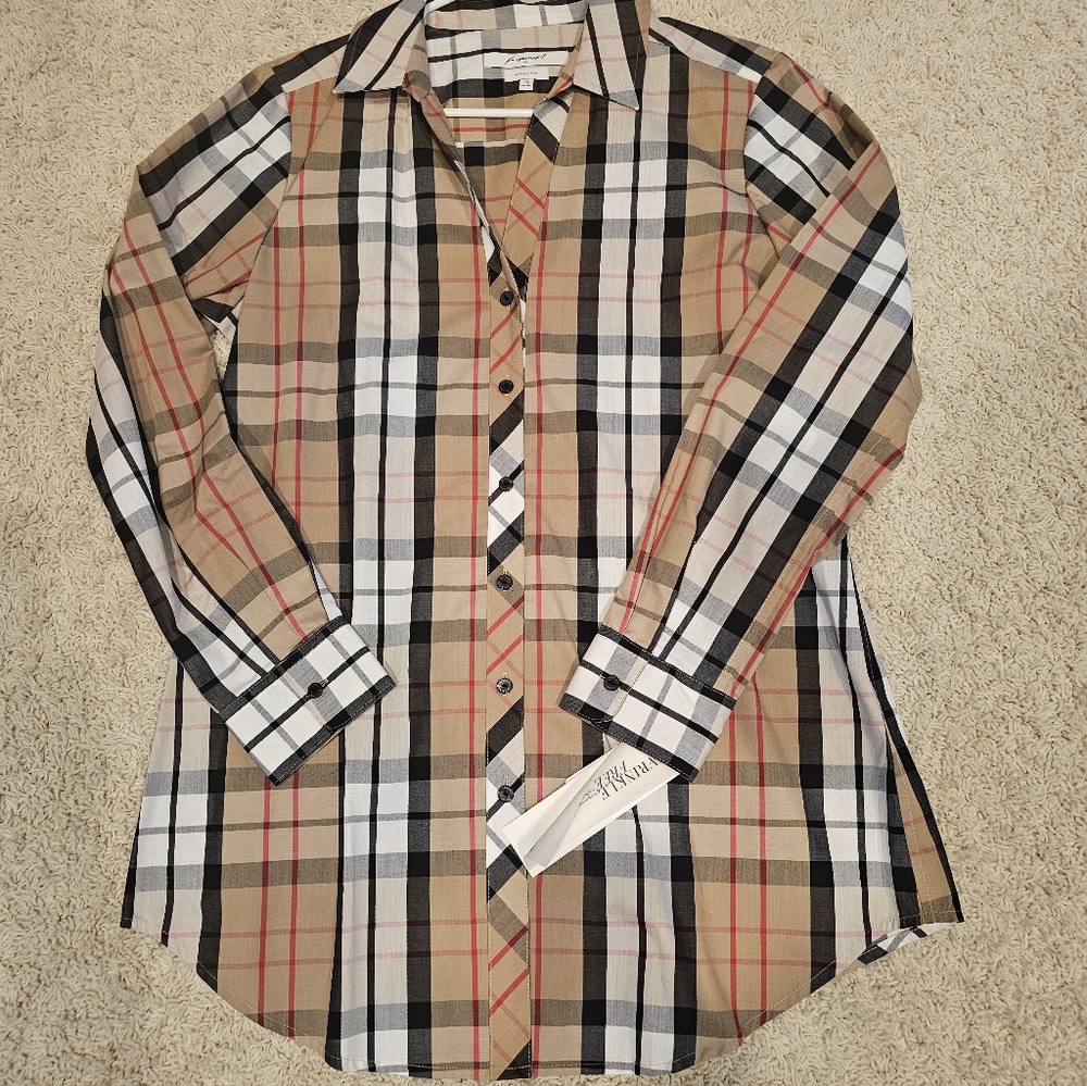Foxcroft NYC Wrinkle Free Plaid Button-Down Shirt – NWT – Size 10 Shaped – Fall